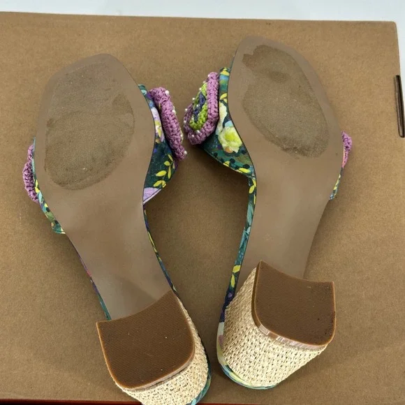 Betsey Johnson Dietrich Bright Multi Floral Pearl Beaded Summer 3" Heel Womens 9 - Picture 8 of 10